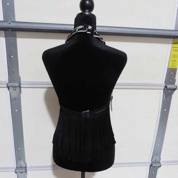 SPADE HALTER TASSLE BRA TOP 36 B CUP BLACK, WHITE, SILVER & MESH INDONESIA MADE - Picture 7 of 13